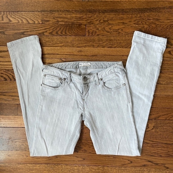 FREE PEOPLE | Light Stone Gray Straight Leg Jeans - Picture 3 of 5